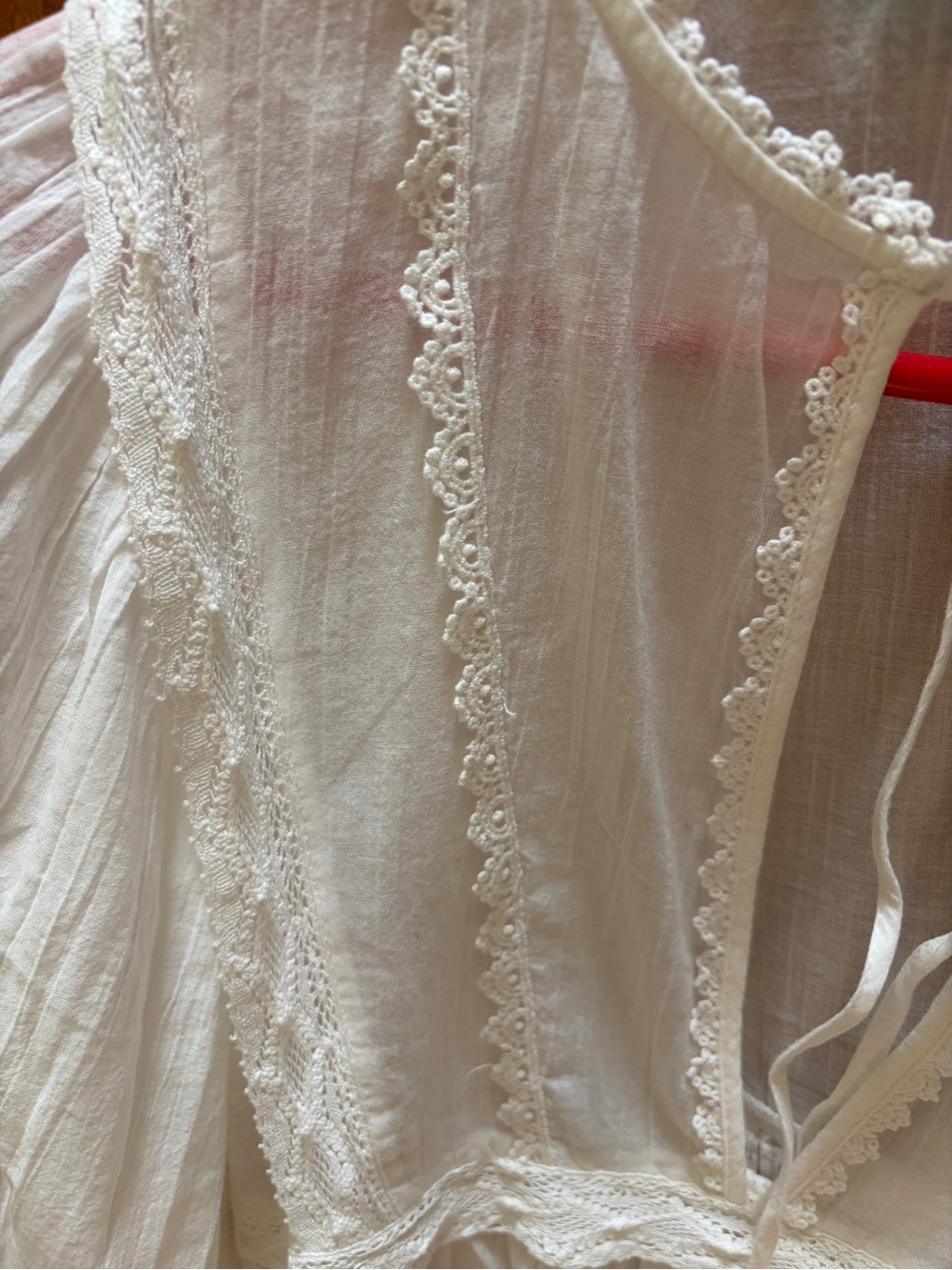 White Lace-Trim Peasant Blouse - Picture 2 of 11